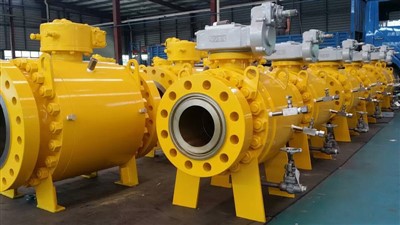 Falf Ball Trunnion Bloc Dwbl a Gwaedu